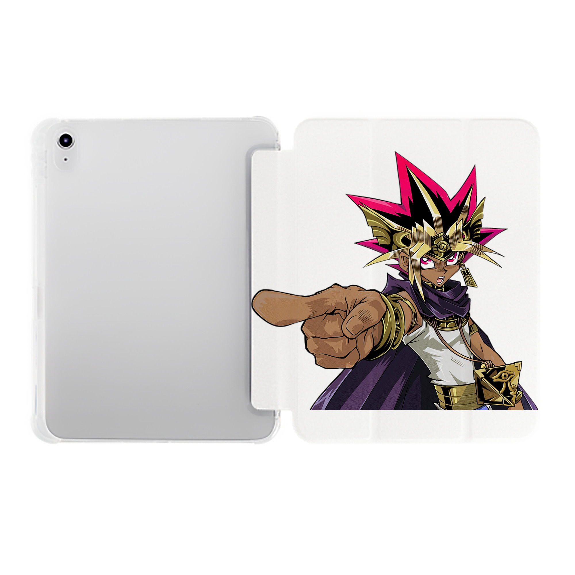 （画像用） 遊☆戯☆王 Yu-Gi-Oh! IPad ケース ペン収納付き 三つ折りスタンド PUレザー×シリコン 対応機種9.5/10.5/10.9インチ